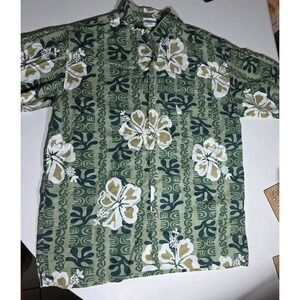 Vintage Sideout Hawaiian Button Up Shirt Mens XL Green Floral Surf Skate Y2K 90s